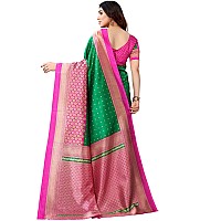 SICHI WomenS Printed Poly Silk Saree With Unstitched Blouse Piece(2535S934N_Green & Pink)