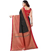 SICHI WomenS Printed Poly Silk Saree With Unstitched Blouse Piece(2535S932N_Black & Red)