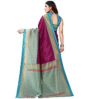 SICHI WomenS Printed Poly Silk Saree With Unstitched Blouse Piece(2535S933N_Magenta & Light Blue)