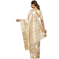 arriva fab Womens Kasavu Cotton Blend Saree With Blouse Piece Riva1698White