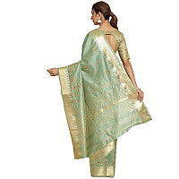 arriva fab Womens Kasavu Cotton Blend Saree With Blouse Piece Riva1700Green