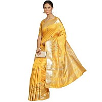 arriva fab Womens Kasavu Cotton Blend Saree With Blouse Piece Riva1699Yellow