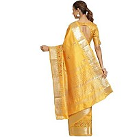 arriva fab Womens Kasavu Cotton Blend Saree With Blouse Piece Riva1699Yellow