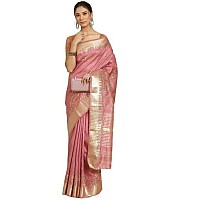 arriva fab Womens Kasavu Cotton Blend Saree With Blouse Piece Riva1702Pink