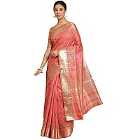 arriva fab Womens Kasavu Cotton Blend Saree With Blouse Piece Riva1701Red