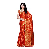 MIMOSA Pure Chiffon Womens Kanjivaram Chiffon Saree With Blouse, Orange