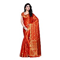 MIMOSA Pure Chiffon Womens Kanjivaram Chiffon Saree With Blouse, Orange