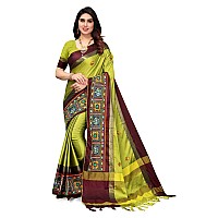 SERONA FABRICS Womens Banarasi Cotton Silk Embroidered Work Saree With Blouse Piece