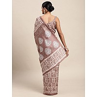 AKHILAM Womens Printed Abstract Art Silk Saree With Unstitched Blouse PieceBrownFF017WOM17912