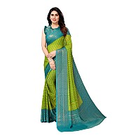 Bee M Pee Designer Zari (printed chiffon sarees for women_Mehendi Green)