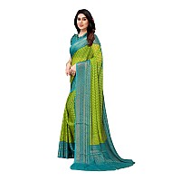 Bee M Pee Designer Zari (printed chiffon sarees for women_Mehendi Green)