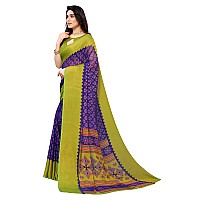 Bee M Pee Designer Womens Woven Chiffon Brasso sarees for women Blue Free