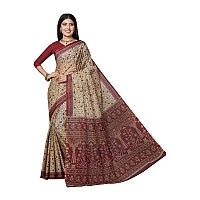 SHANVIKA Womens Pure Cotton Floral Print Saree Without Blouse Piece (Snv-222-21-bge.mrn)