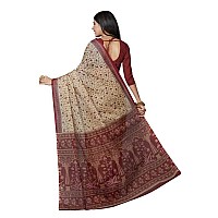 SHANVIKA Womens Pure Cotton Floral Print Saree Without Blouse Piece (Snv-222-21-bge.mrn)