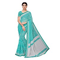 Amazon Brand - Anarva Womens checkered Chiffon Printed Saree With Lace