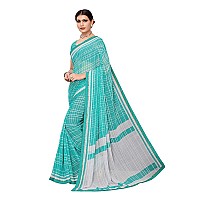 Amazon Brand - Anarva Womens checkered Chiffon Printed Saree With Lace