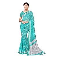 Amazon Brand - Anarva Womens checkered Chiffon Printed Saree With Lace