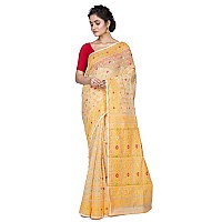 T.J. SAREES Silk Blend - Elegant Dhakai Jamdani Sarees For Women Traditional Indian Clothing (Beige,Pack Of 1)