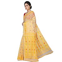 T.J. SAREES Silk Blend - Elegant Dhakai Jamdani Sarees For Women Traditional Indian Clothing (Beige,Pack Of 1)