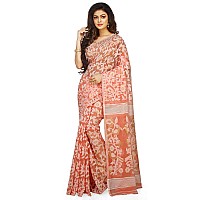 BENGAL HANDLOOM Cotton Exclusive Womens Dhakai Allover Soft Pakhi Jamdani Saree Without Blouse Piece(Color-Cream)