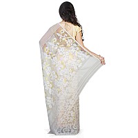 BENGAL HANDLOOM Cotton Exclusive Womens Dhakai Allover Soft Pakhi Jamdani Saree(Color-White)Without Blouse Piece