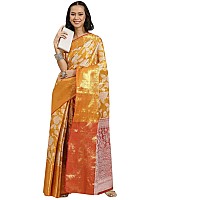 Enthone Womens Soft Brocade Floral Saree With Unstitched blouse Piece(Orange)