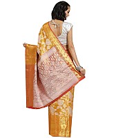 Enthone Womens Soft Brocade Floral Saree With Unstitched blouse Piece(Orange)