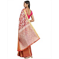 Enthone Womens Soft Brocade Floral Saree With Unstitched blouse Piece(Pink)