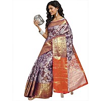 Enthone Womens Soft Brocade Floral Saree With Unstitched blouse Piece(Purple)