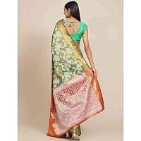 Enthone Womens Soft Brocade Floral Saree With Unstitched blouse Piece(Green)