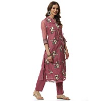 BIBA Polycotton Women's Solid; Embroidred Narrow Salwar Kurta Dupatta(Skdassorted5963E_Mauve_32)