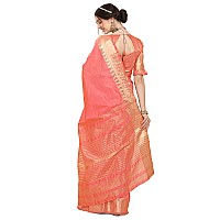 EthnicJunction Womens Silk Blend Zari Woven Kanjivaram Saree with Blouse Piece (EJ7067-Kalyani-Pink_Pink)