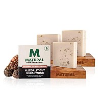 Matural All Natural Handmade Bar Soap For Men, Legally Cut Cedarwood With Goodness Of Shea Butter, Cedarwood And Oats Soap - 120 Gm (Pack Of 3)