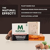 Matural All Natural Handmade Bar Soap For Men, Legally Cut Cedarwood With Goodness Of Shea Butter, Cedarwood And Oats Soap - 120 Gm (Pack Of 3)