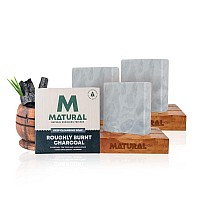 Matural All Natural Handmade Bar Soap For Men, Roughly Burnt Charcoal With Goodness Of Charcoal, Tea Tree And Sandalwood - 120 Gm (Pack Of 3)