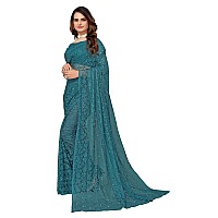 Priyashi Womens Solid Net Saree with Blouse Piece(ABIRA RAMA_Free Size)