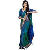 SGF11 Womens Kanjivaram Zari Woven Soft Silk Saree With Unstiched Blouse Piece Rama Green