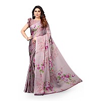 MIRCHI FASHION Womens Plain Weave Chiffon Floral Printed Saree with Blouse Piece (36586-Dusty Plum, Pink)