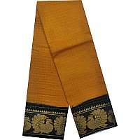 Madurai Sungudi Cotton Zari Checked Contrast Color Medium Size Border Saree For Women Yellow Black