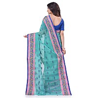 dB DESH BIDESH Women`s Traditional Pure Handloom Cotton Saree Puspanjali Woven Designer Without Blouse Piece (Firoza)