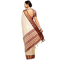 Satrani Womens Woven Silk Blend Saree 2347S252NAOff White2