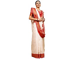 Satrani Womens Woven Silk Blend Saree 2347S254NAOff White4