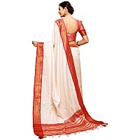 Satrani Womens Woven Silk Blend Saree 2347S254NAOff White4