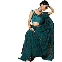 arriva fab Womens Sequined Saree With Blouse Piece (Riva1673__Turquoise)