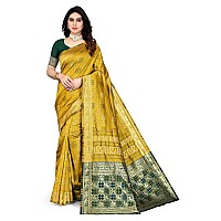 SERONA FABRICS Womens Banarasi Silk Blend Saree With Blouse Piece (SERONA1645__Mehendi Green)