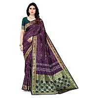 SERONA FABRICS Womens Banarasi Silk Blend Saree With Blouse Piece (SERONA1642__Purple)