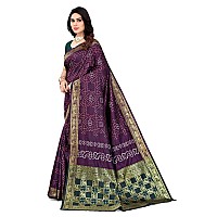 SERONA FABRICS Womens Banarasi Silk Blend Saree With Blouse Piece (SERONA1642__Purple)