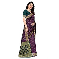 SERONA FABRICS Womens Banarasi Silk Blend Saree With Blouse Piece (SERONA1642__Purple)