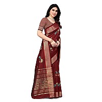 SERONA FABRICS Womens Woven Cotton Blend Saree With Blouse Piece (SERONA1710__Maroon)