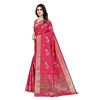 SERONA FABRICS Womens Woven Cotton Blend Saree With Blouse Piece (SERONA1712__Pink)